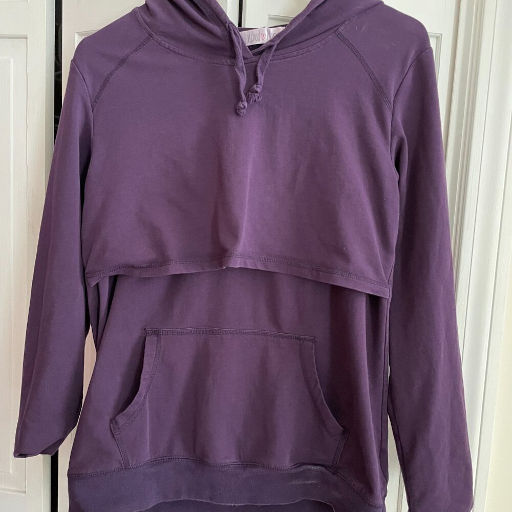 Purple latched mama hooded  sweatshirt size large maternity